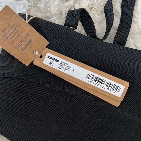 SKIMS Knit Swim Bandeau Top Onyx Size M - Picture 5 of 7